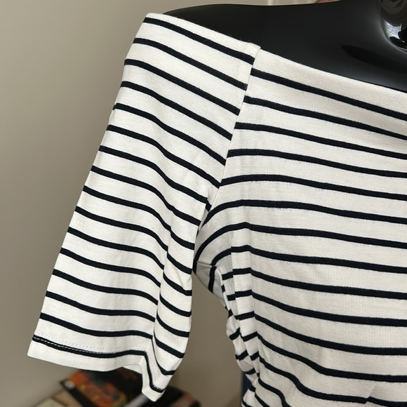 Striped Black and White Women's Top - Picture 2 of 7
